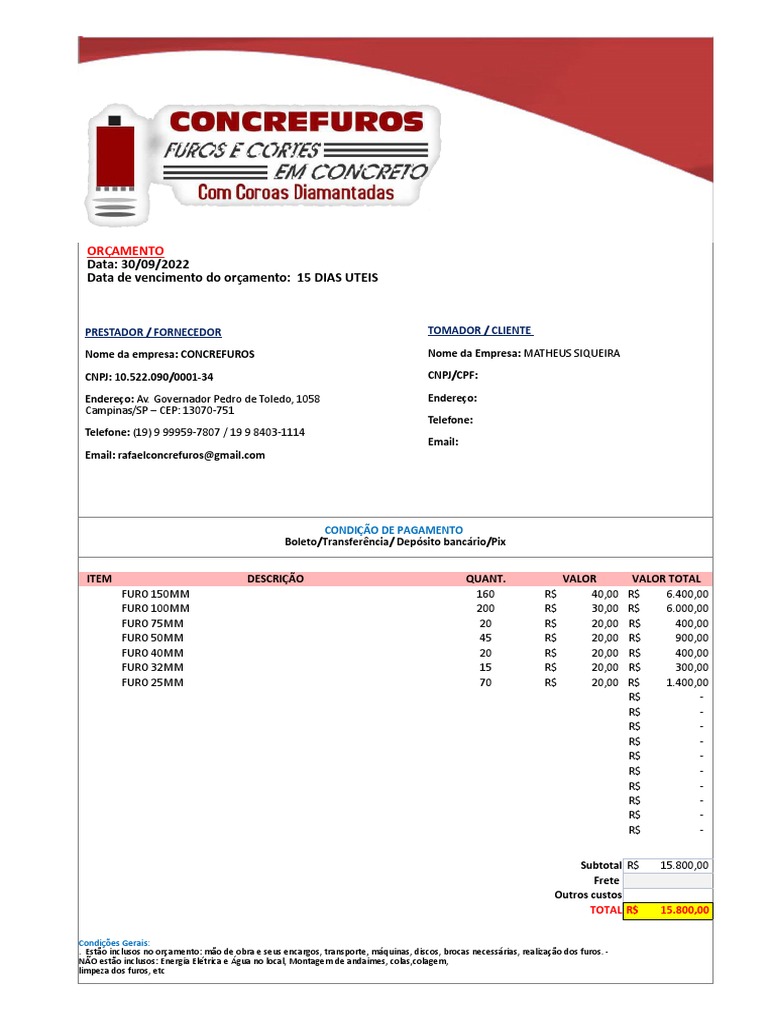 Modelo Orçamento | Download grátis PDF | Serviços financeiros | Bancos