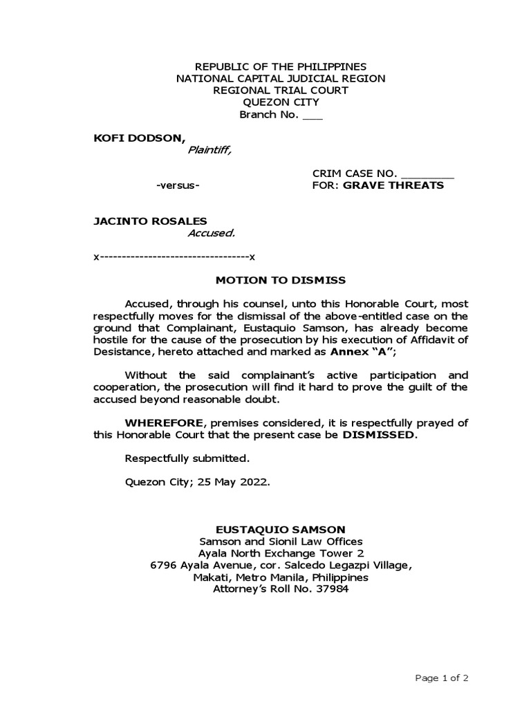 Motion To Dimiss | PDF