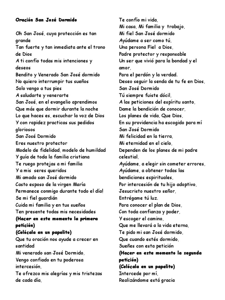 Oración y Novena a San José Dormido | PDF | María, madre de Jesús | Oración