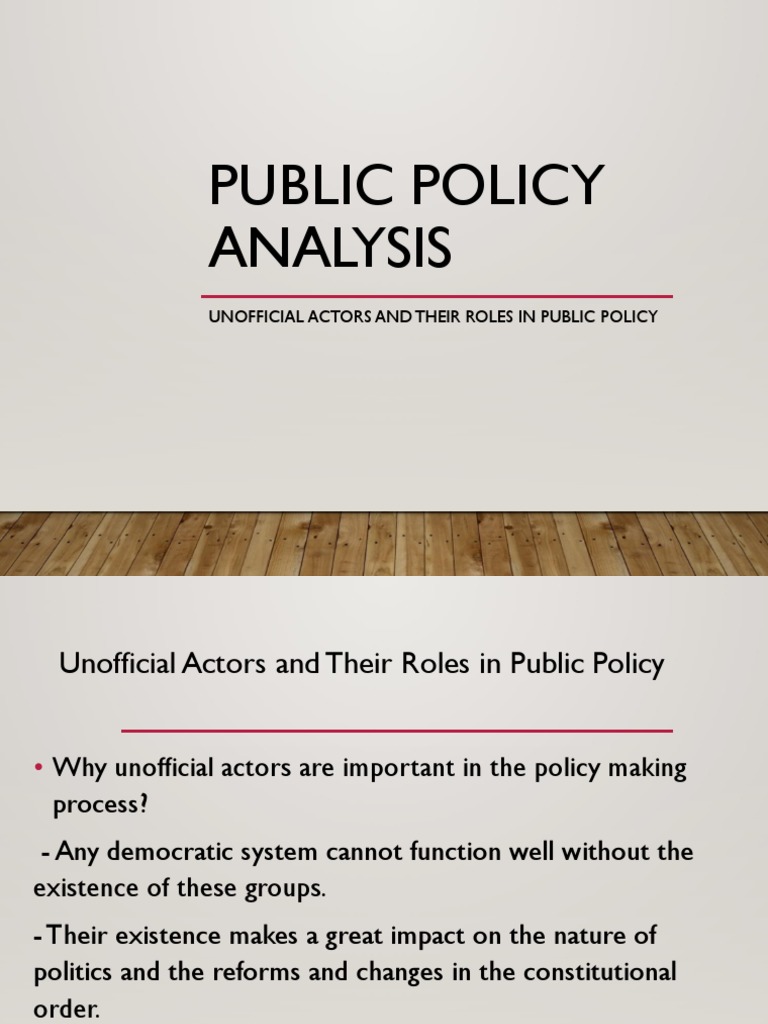 Unofficial Actors and Their Roles in Public Policy | PDF | American ...