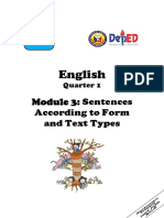 English: Module 3: Sentences According To Form and Text Types
