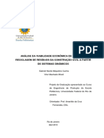 Análise Da Viabilidade Econômica de Usinas de Reciclagem de Resíduos Da Construção Civil A Partir de Sistemas Dinâmicos