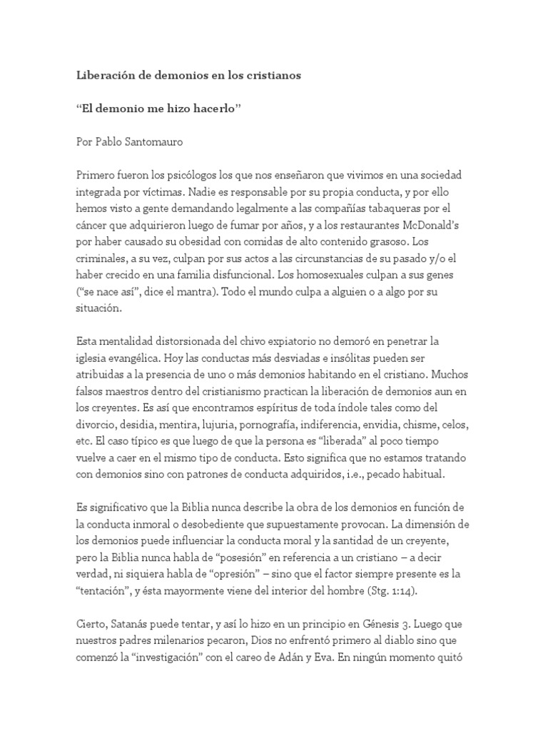 Liberación de Demonios en Los Cristianos | PDF | Demonios | Pecado