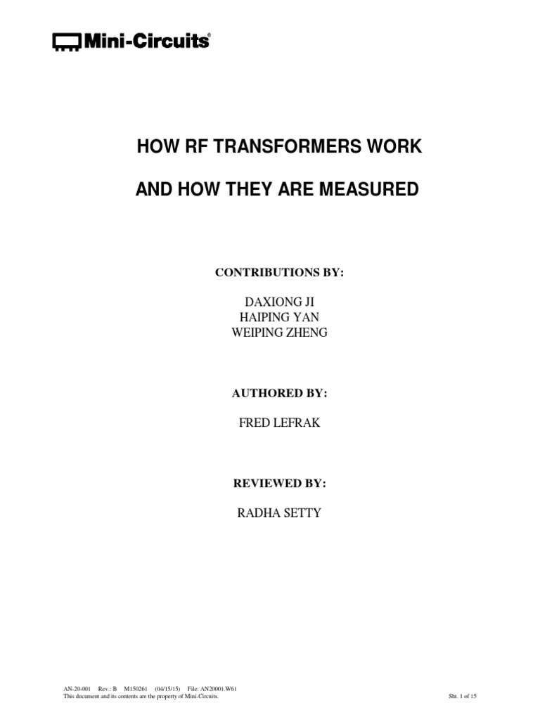 How To Measure RF Transformers | PDF | Transformer | Electrical Impedance