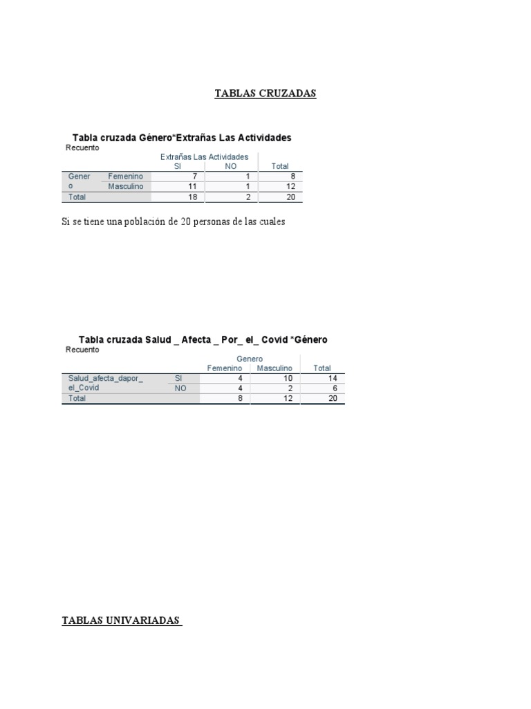 Tablas Cruzadas PDF Estadísticas Sistema de información geográfica