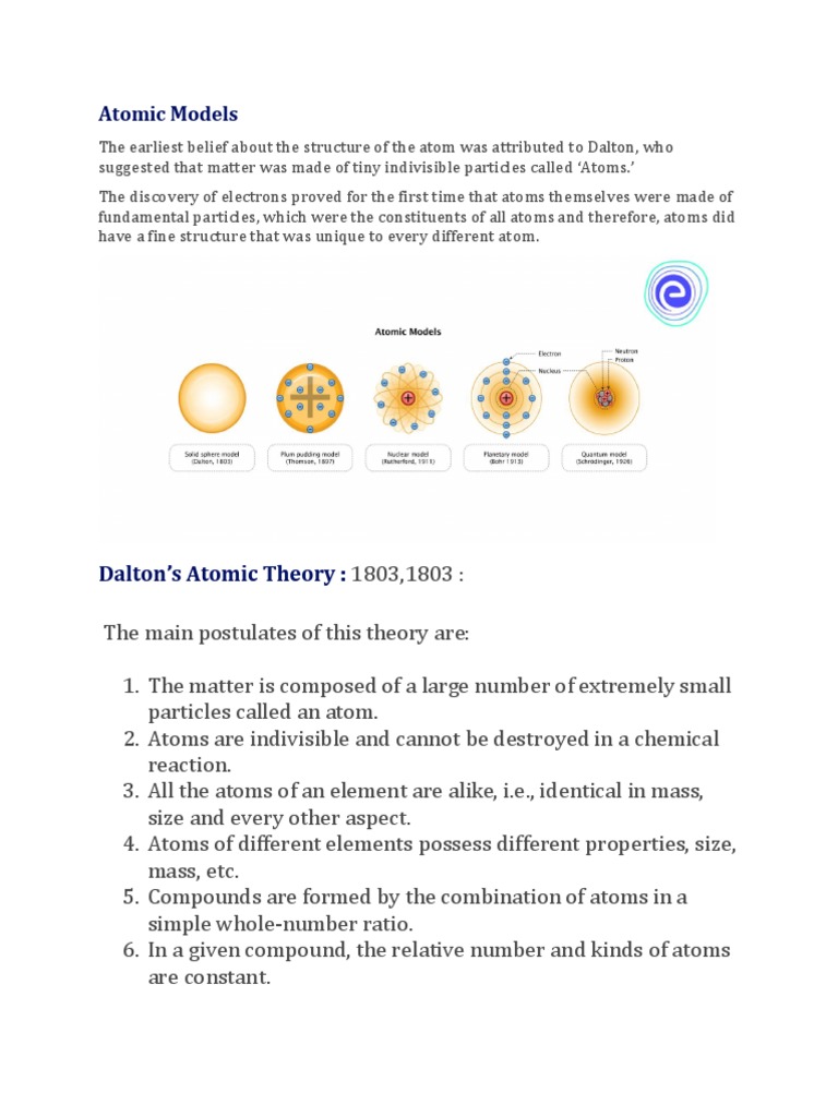 Atomic Models | PDF | Atoms | Electron