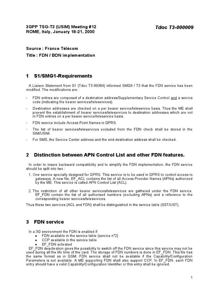 FDN and ACL Service Implementation | PDF | General Packet Radio Service ...