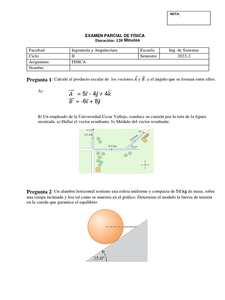 Examen Parcial de FISICA | PDF