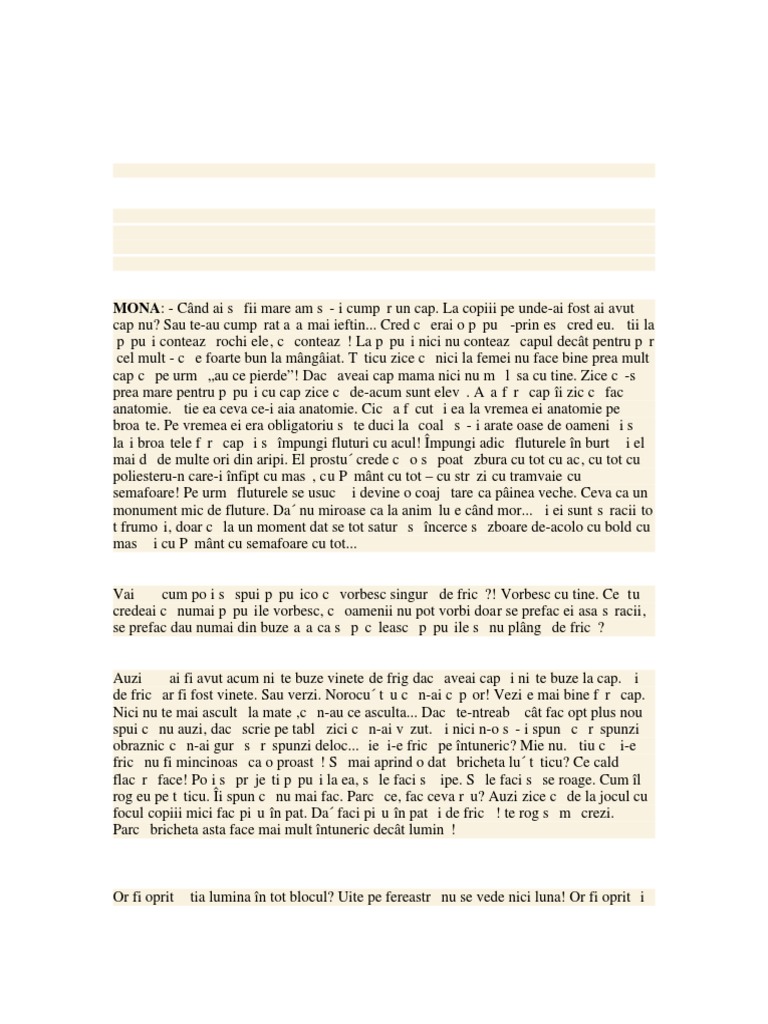 FARA CAP (Fetita Cu Bricheta) | PDF