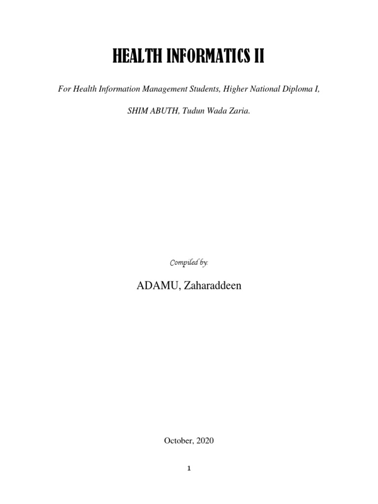 Health Informatics Ii Download Free Pdf Bioinformatics Health