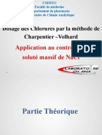 Dosage Des Chlorures Par La Méthode de Charpentier - Volhard: Application Au Contrôle Du Soluté Massif de Nacl