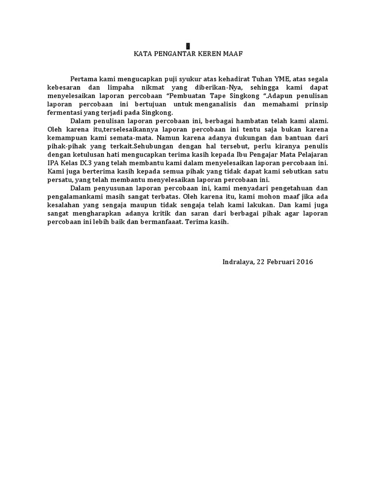 Laporan Pembuatan Tape Singkong | PDF