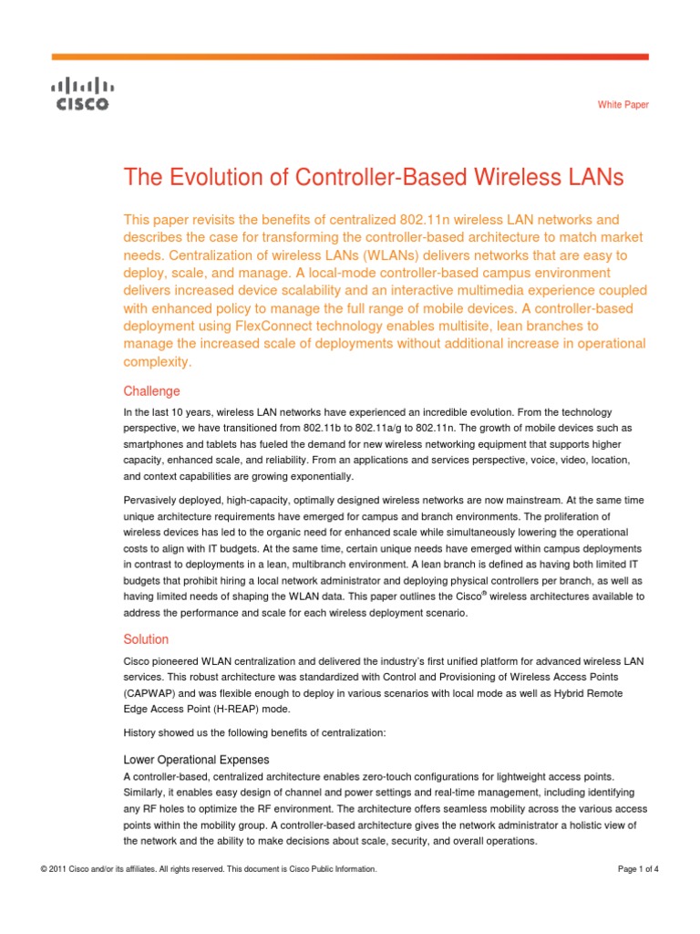 Cisco Controller Based WLAN | PDF | Wireless Lan | Scalability