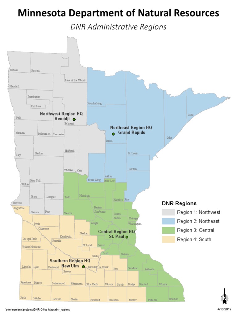 DNR Regions PDF Minnesota Midwestern United States