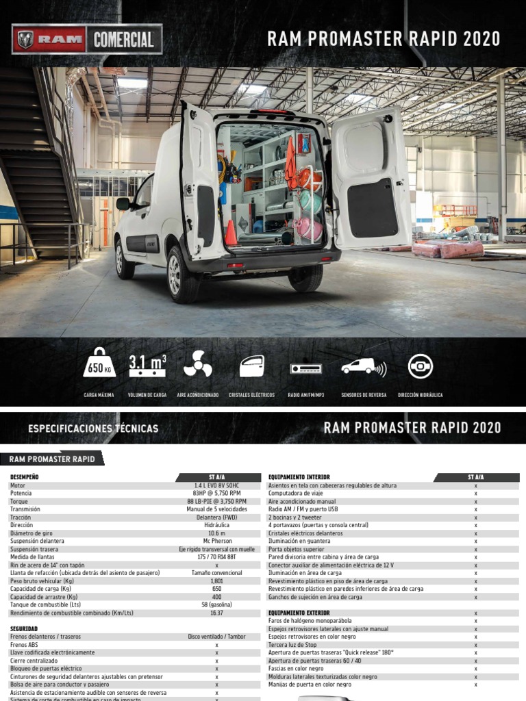 Ram Promaster Rapid 2020 Ficha Tecnica v04 | PDF | Bienes