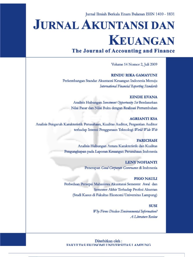 Jurnal Akuntansi Dan Keuangan Vol 14 No 2 | PDF