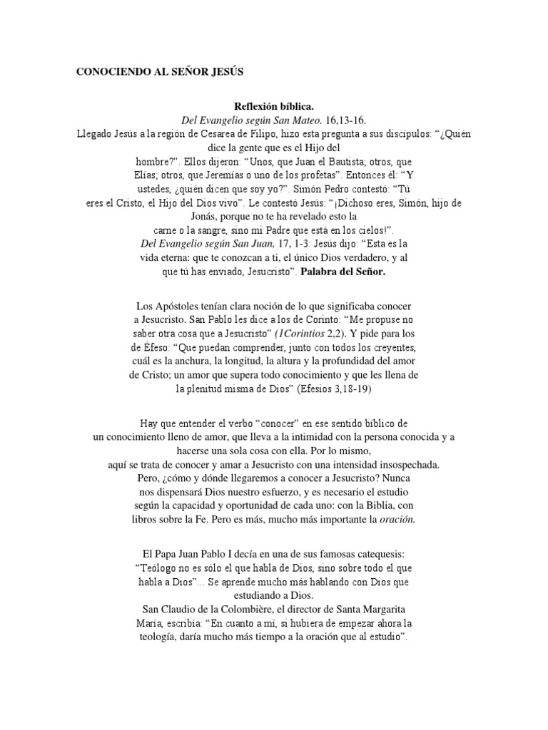 Conociendo Al Señor Jesús Pdf Eucaristía Jesús