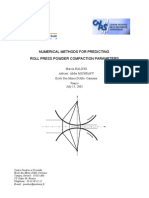 Numerical Methods For Predicting Roll Press Powder Comp Action Parameters