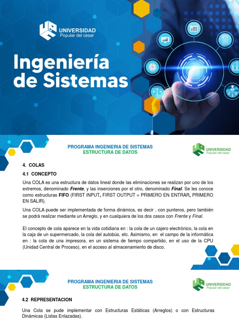Estructuras de Datos: Colas y Bicola | PDF | Cola (tipo de datos ...