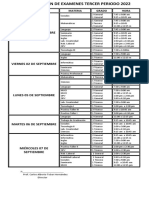 Calendarizacion de Examenes Iii Periodos 2022