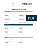 GWU MPH 2022 Academic Calendar