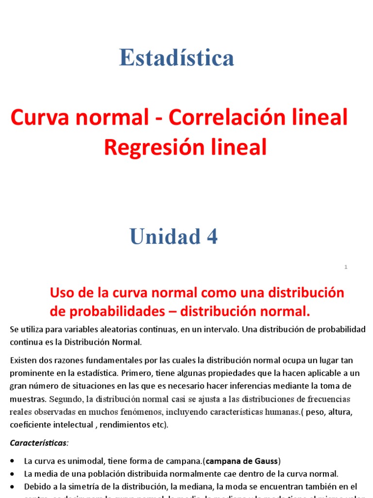Curva Normal y Correlación Lineal | PDF | Distribución normal ...