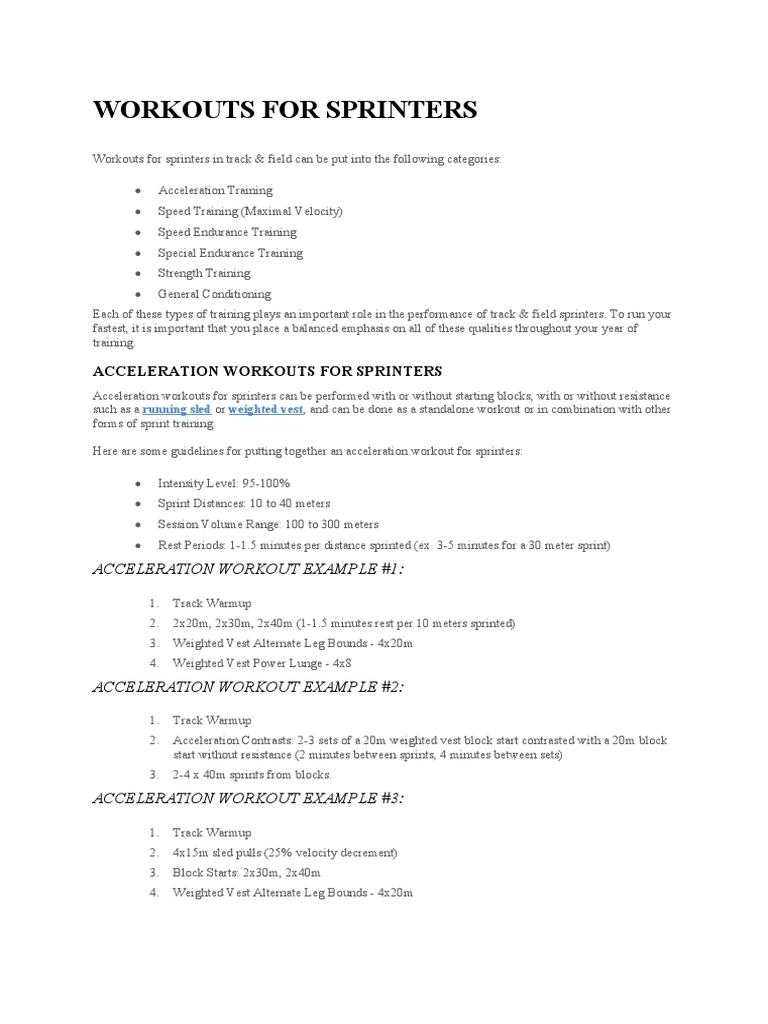 Comprehensive Sprinter Workout Guide | PDF | Strength Training | Weight ...