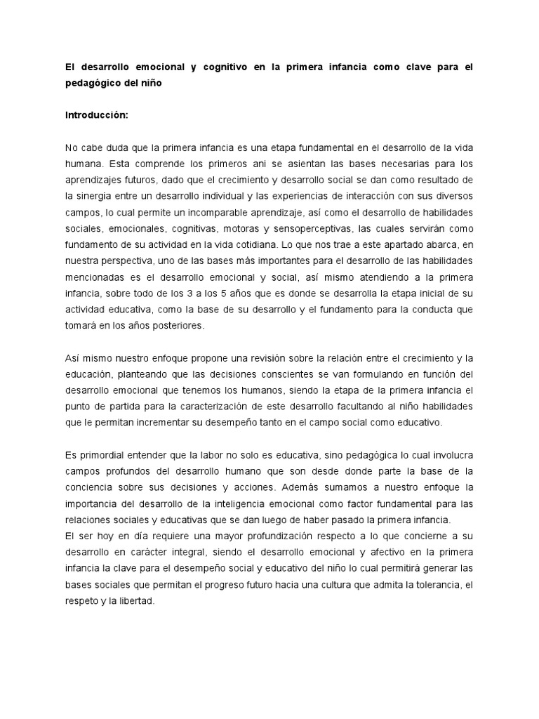 Desarrollo emocional y cognitivo infantil | PDF | Las emociones ...