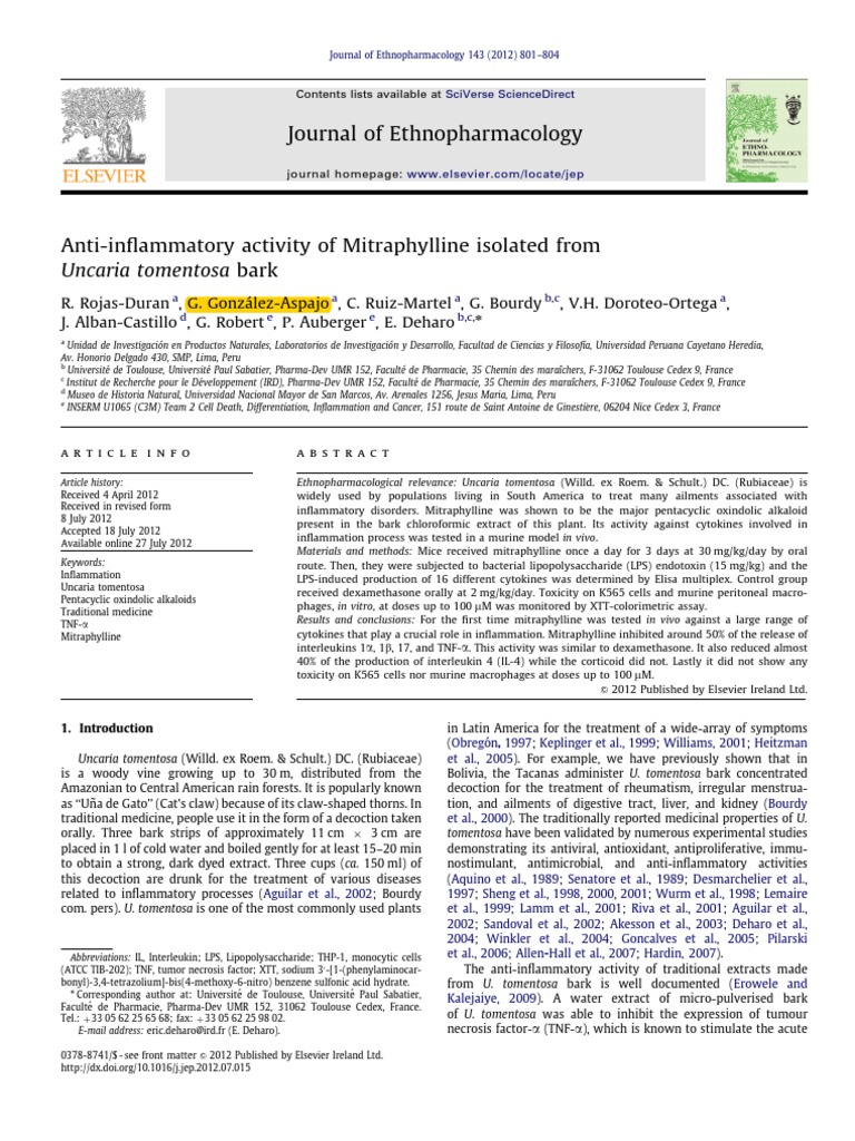 Journal of Ethnopharmacology PDF Lipopolysaccharide Interleukin
