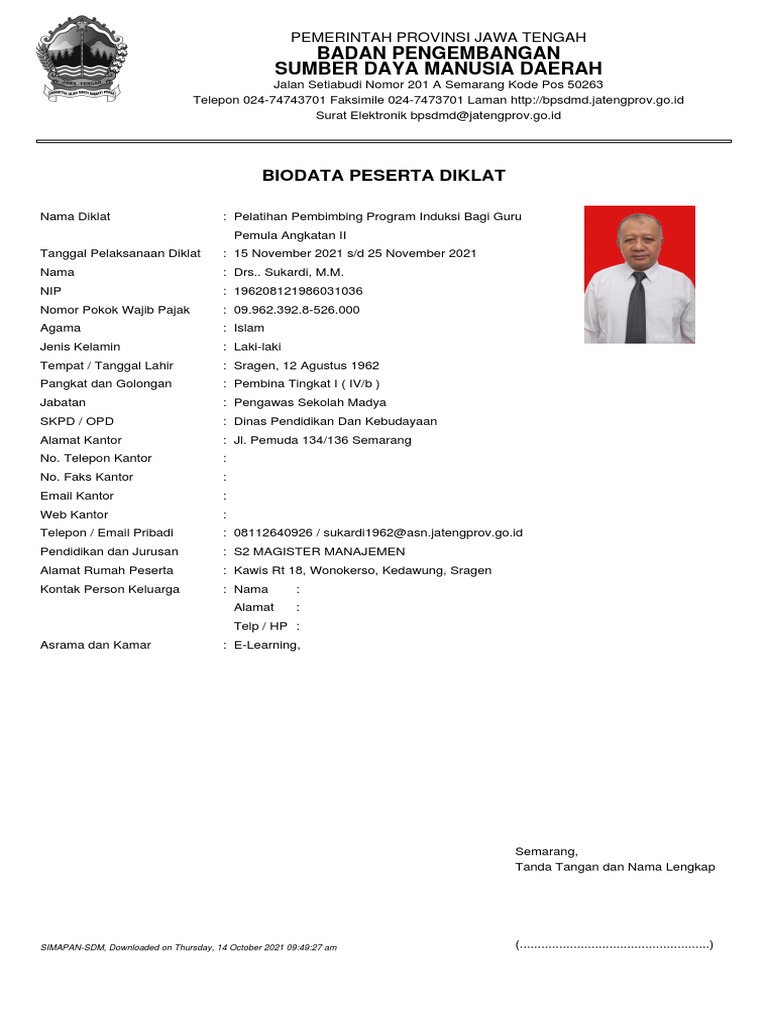 Biodata - Drs.. Sukardi, M.M. | PDF