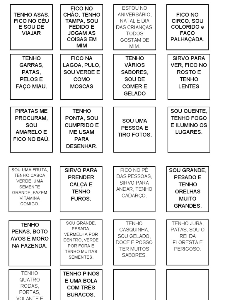 Adaptação de Cartas Jogo Charada | PDF