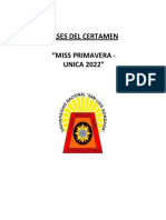 Bases Del Certamen - Miss Primavera Unica