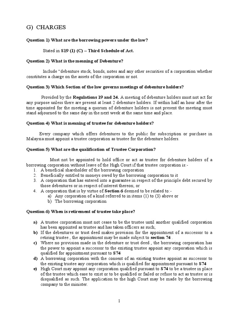 G) Charges PDF Trust Law Debenture