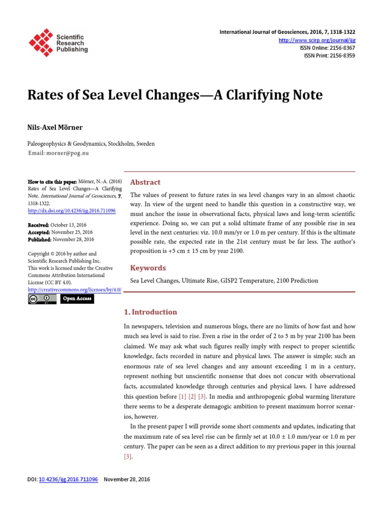 Rates Of Sea Level Changes A Clarifying Note Download Grátis Pdf