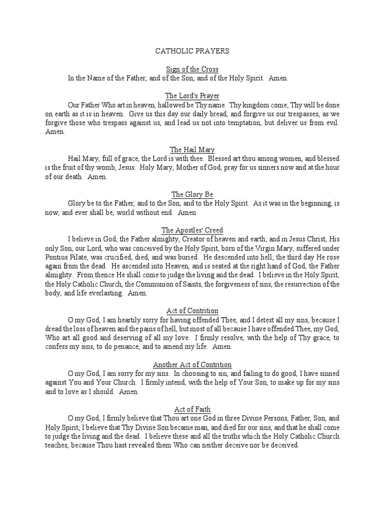 Catholic Prayers | PDF | God The Father | Lord's Prayer