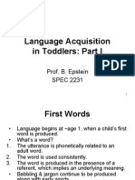 Lecture 7 Language Acquisition in Toddlers Part I