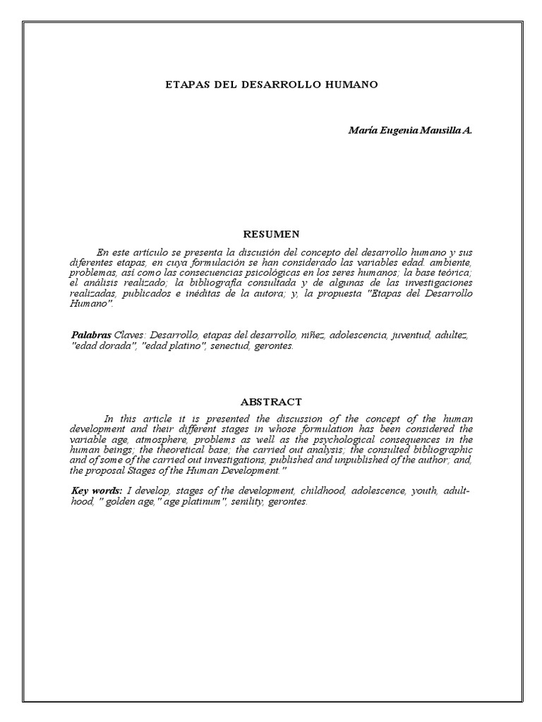 Etapas del Desarrollo Humano | PDF | Adultos | Vejez
