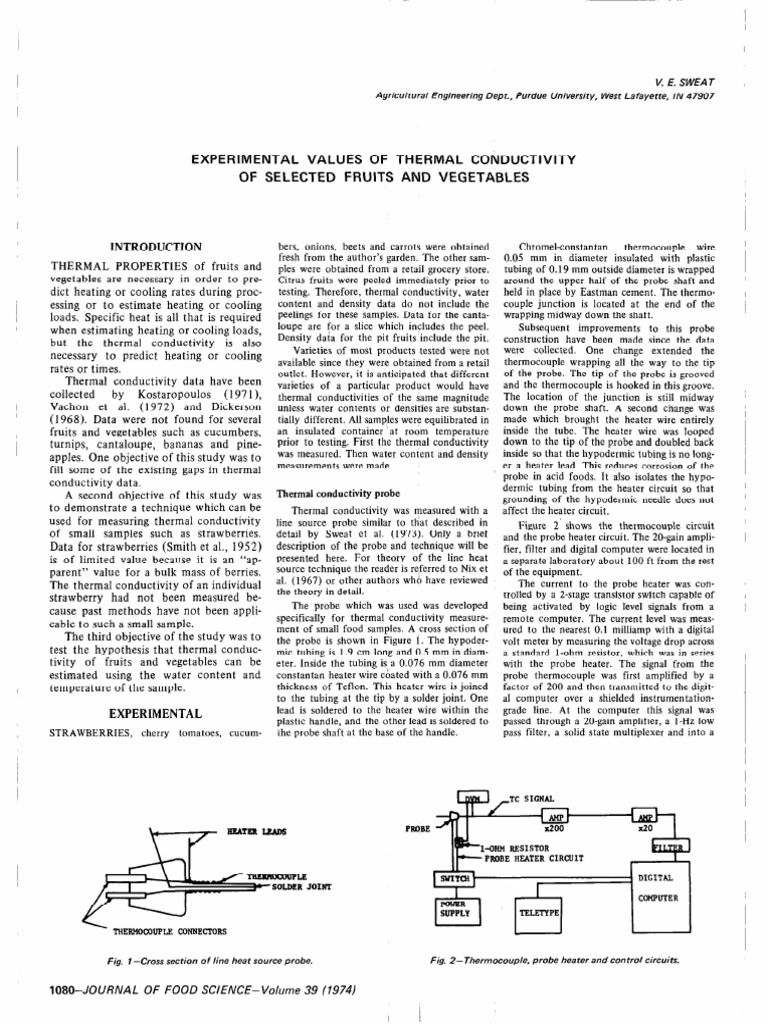 Thermal Conductivity of Fruits & Veggies | PDF | Thermal Conductivity ...