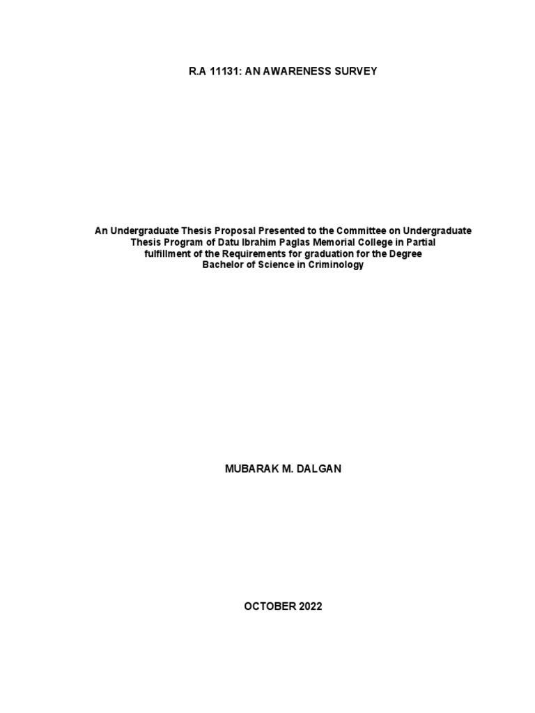 Awareness of RA 11131 in Criminology | PDF | Licensure | Criminology