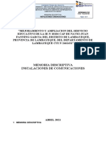 1. MEMORIA DESCRIPTIVA INST. COMUNICACIONES - I.E.I N° 10104 CAP DE NAVIO JUAN FANNING GARC