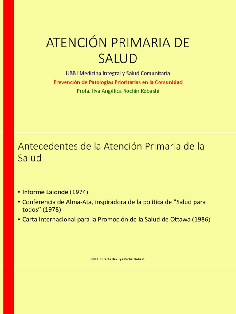 Atención Primaria de La Salud | PDF | Promoción de la salud | Ciencias ...