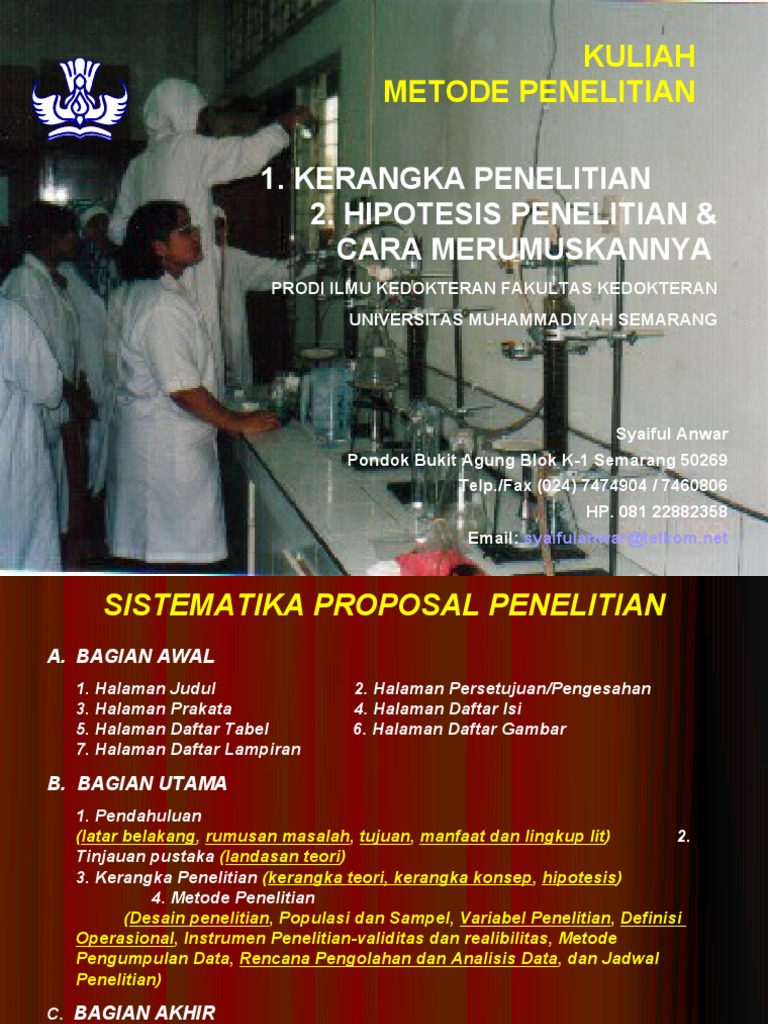 Kerangka Penelitian, HIpotesis Penelitian dan Cara 