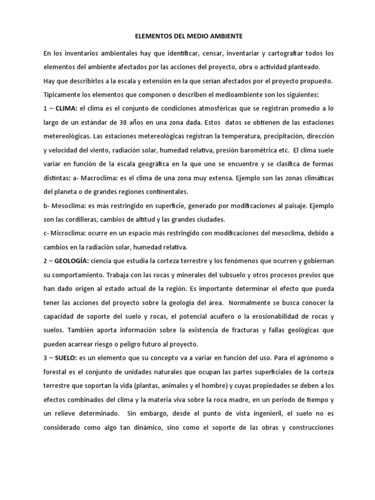 Elementos del Medio Ambiente | PDF | Entorno natural | Clima