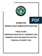Sambutan Bunda PAUD Kabupaten Pacitan Workshop MC Pendidik PAUD