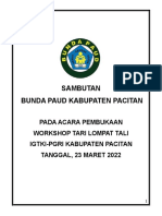 Sambutan Bunda Workshop Tari Tali 2022