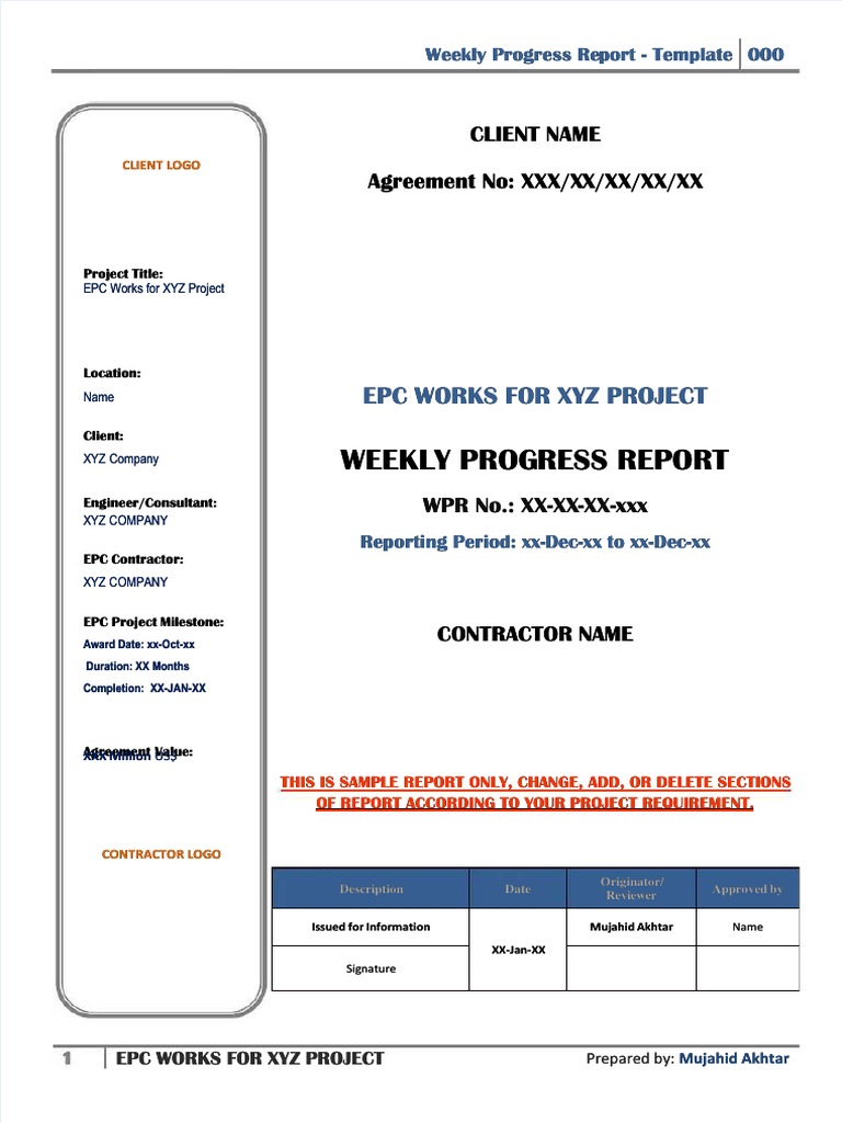 PDF Weekly Progress Report Template - Compress | PDF