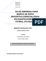 Gracia - Plan de Empresa para Marca de Ropa Deportiva Especializada en Equipaciones de Futbol Fut...