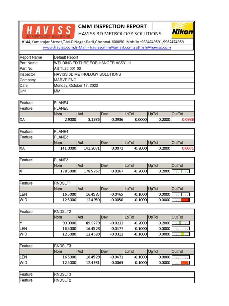 Welding Fixture Inspection Report | PDF