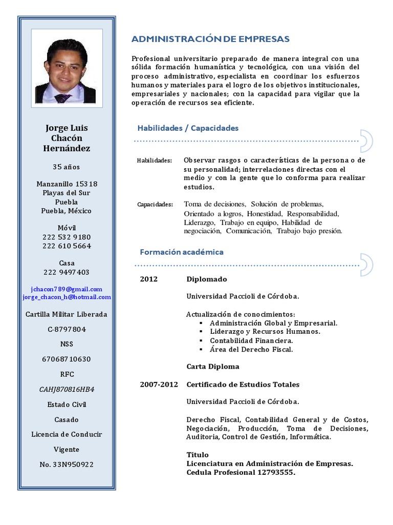 C.V. Lae Luis Chacon Hernandez PDF Business