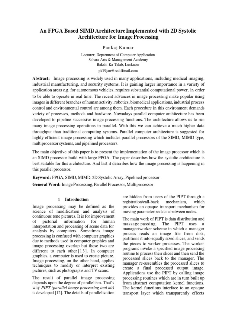 SIMD Architecture for Image Processing | PDF | Parallel Computing ...